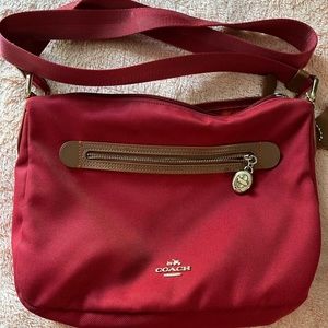 Coach purse/ canvas with leather trim